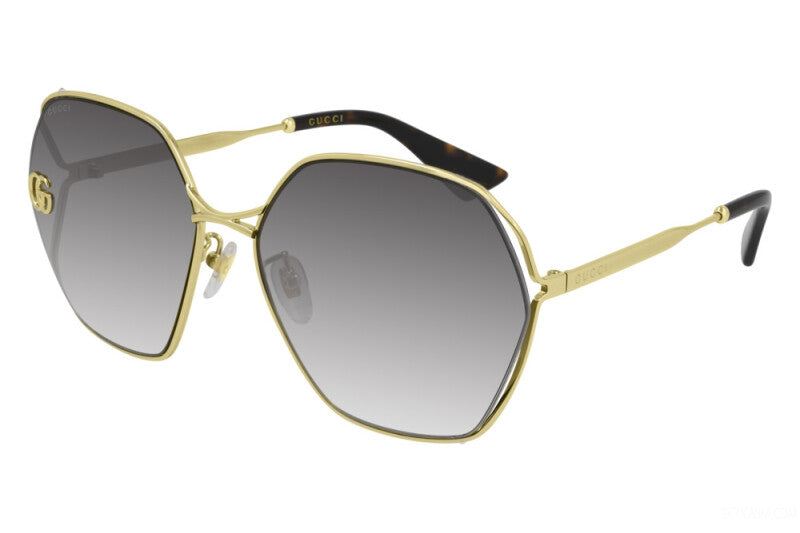 Gafas de sol Gucci GG0818SA con recorte de metal redondeado y lentes grises