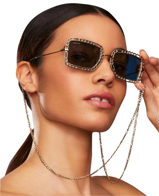 Gucci GG1112S Collar de cadena Gafas de sol rectangulares 
