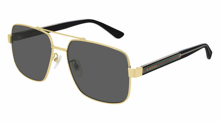 Gucci GG0529S Square Metal Aviator Gold Sunglasses