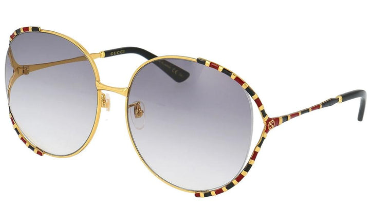 Gucci GG0595S 64mm Oversized Cutout Round Sunglasses in Grey Gradient