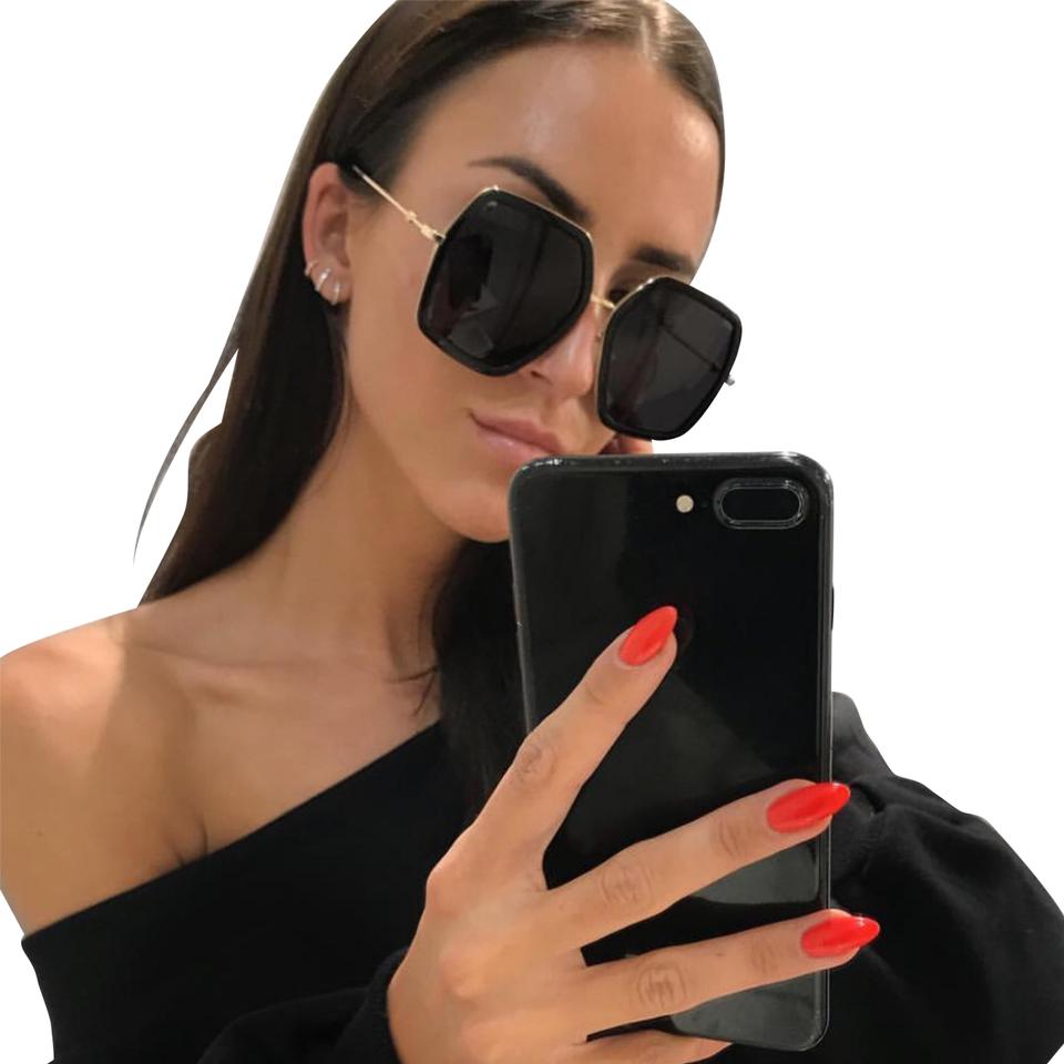 Gucci GG0106S Oversized Black Geometric Sunglasses