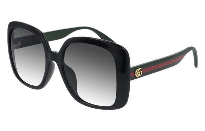 Gucci GG0714SA Oversized Black Square Logo Leg Sunglasses