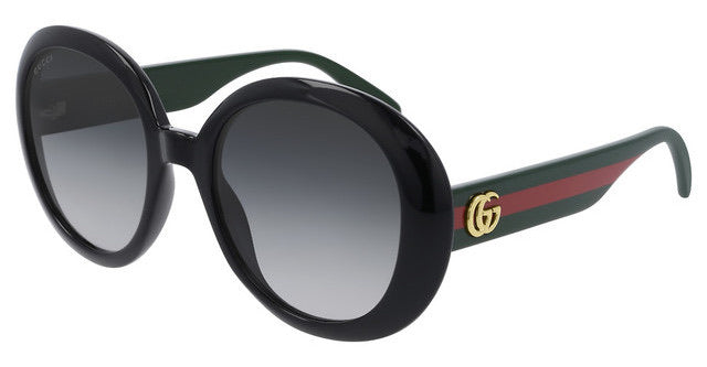 Gucci GG0712S Oversized Black Round Logo Leg Sunglasses