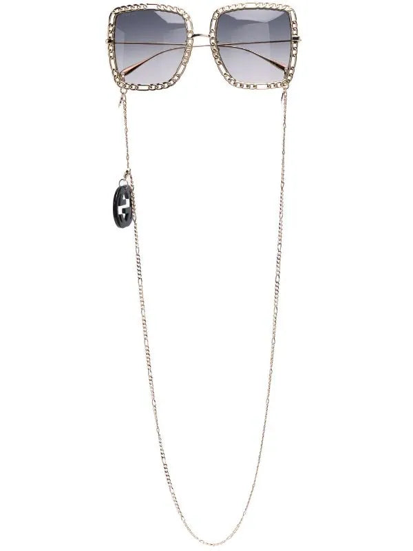 Gafas de sol cuadradas extragrandes con collar de cadena Gucci GG1033S 