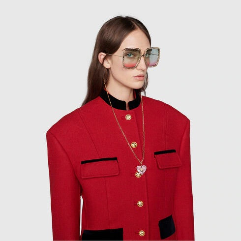 Gucci GG1033S Chain Necklace Oversized Square Sunglasses