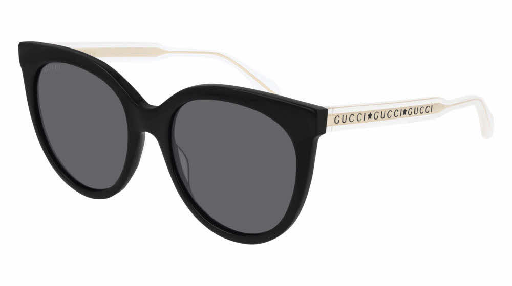 Gucci GG0565SN Gafas de sol negras con forma de ojo de gato y patas transparentes 