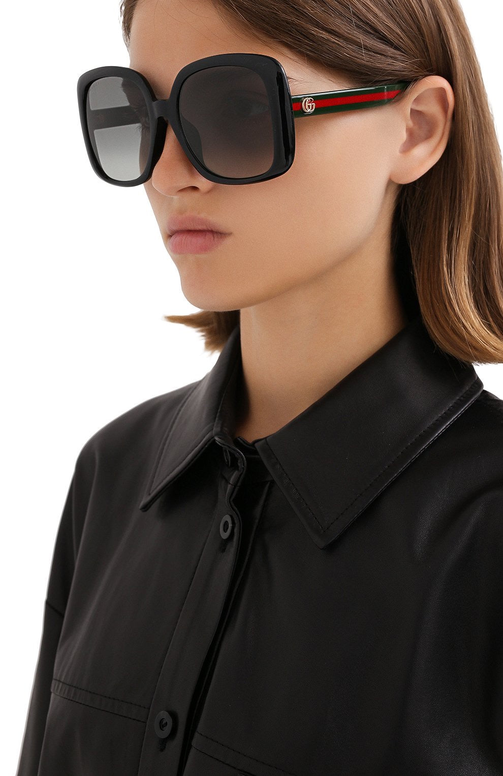 Gucci GG0714SA Gafas de sol extragrandes con logo cuadrado en negro