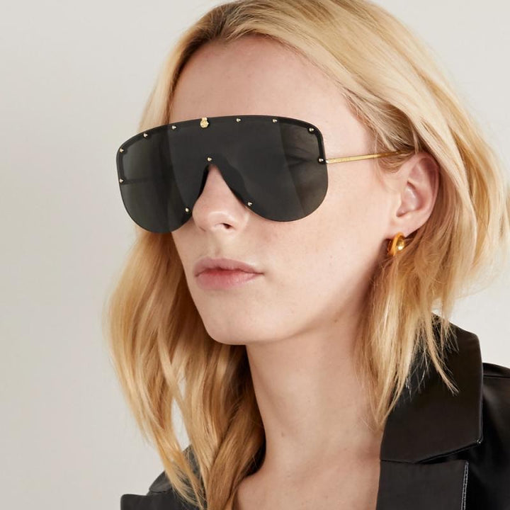 Gucci GG0667S Black Studded Shield Sunglasses