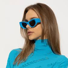Balenciaga BB0243S Gafas de sol tipo ojo de gato invertidas en azul
