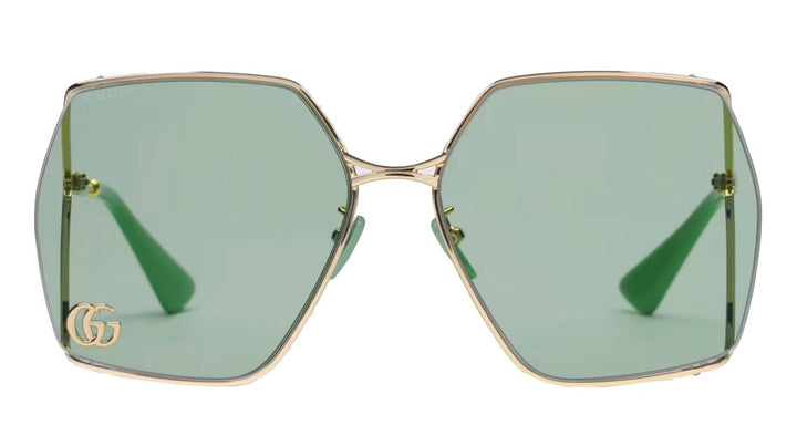 Gucci GG0817S Oversized Square Metal Sunglasses in Green Lens