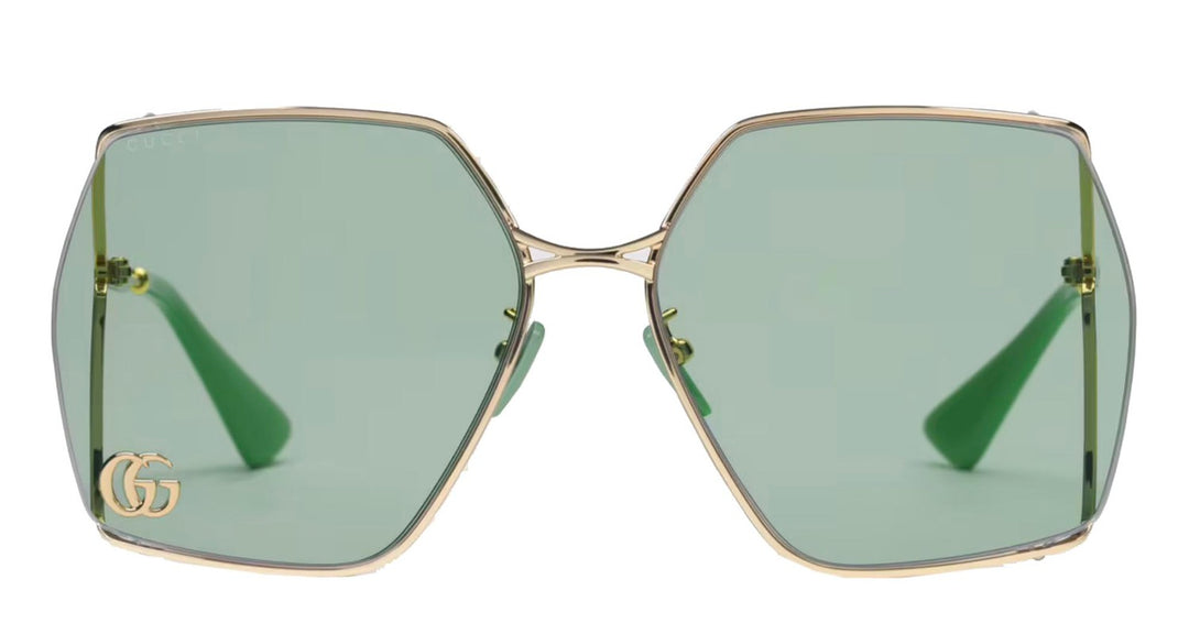 Gucci GG0817S Oversized Square Metal Sunglasses in Green Lens