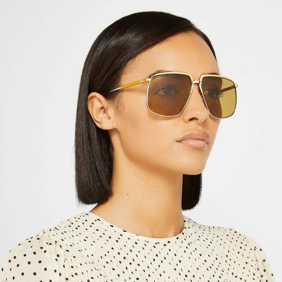 Gucci GG0365S Metal Gold Yellow Lens Square Sunglasses