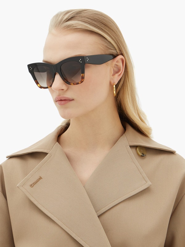 Celine CL4004IN Black Brown Two Toned Cat Eye Sunglasses