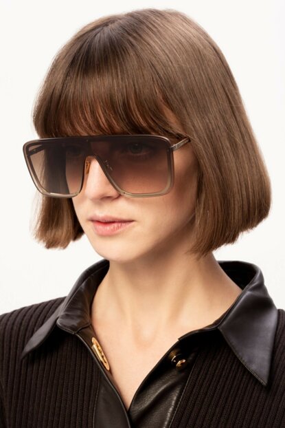 Saint Laurent Mask SL364 Flat Top Sunglasses in Brown Gradient