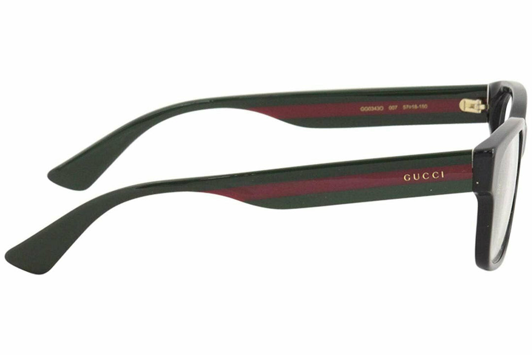 Gucci GG0343O Black Thick Rim Striped Leg Eyeglasses Frames