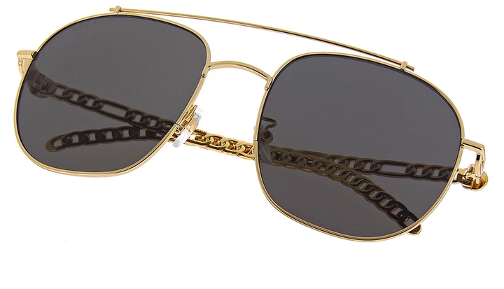 Gucci GG0727S Pendientes De Cadena Gafas De Sol De Gran Tamaño Lente Gris