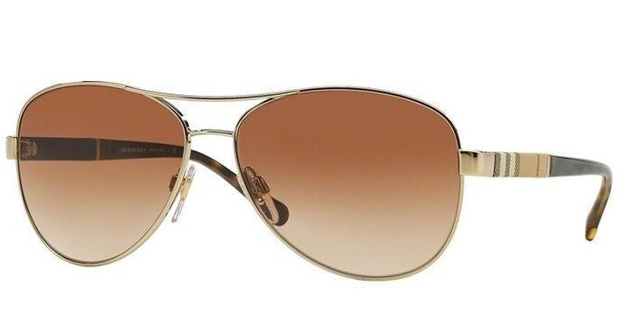 Burberry BE3080 Gafas de sol de aviador con logo a cuadros en la pierna