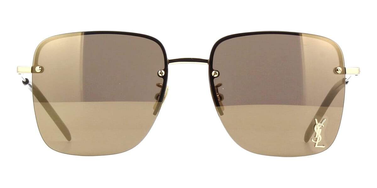Saint Laurent SL312M Metal Logo Square Sunglasses in Bronze Mirror