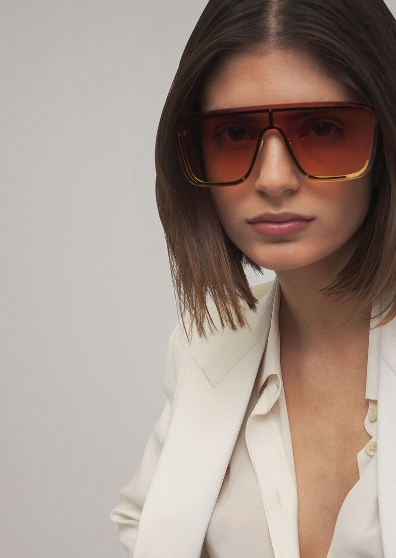 Saint Laurent Mask SL364 Flat Top Sunglasses in Brown Gradient