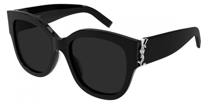 Saint Laurent SLM95/F Thick Rim Polarized Sunglasses in Black Silver