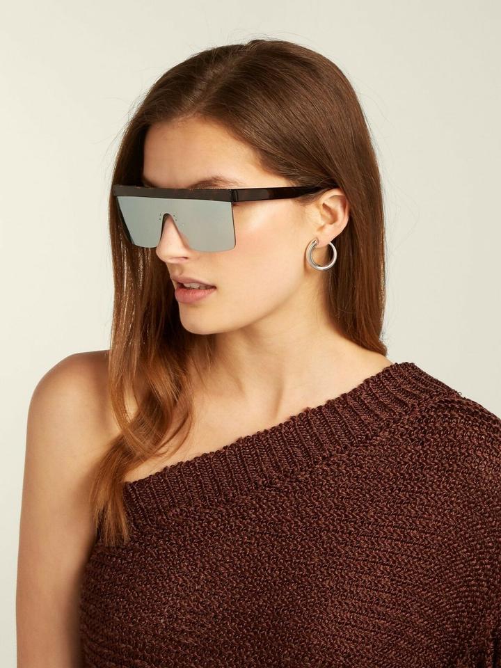 Stella McCartney SC0148S Mirrored Shield Sunglasses in Silver