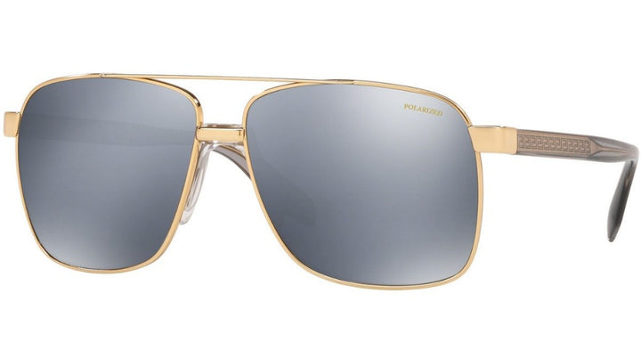 Versace VE2174 Polarized Aviator Sunglasses in Silver Mirror