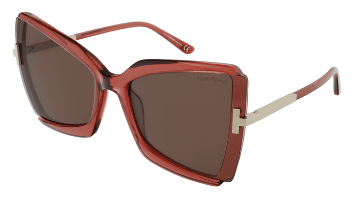 Tom Ford Gia FT0766 vintage pink sunglasses, square frames with dark tinted lenses and temple logo
