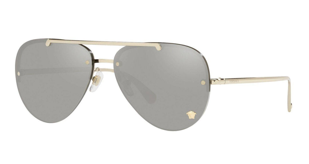 Versace VE2231 Silver Mirror Medusa Aviator Sunglasses
