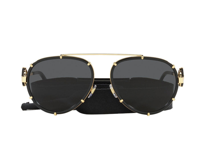 Versace Gafas de sol estilo aviador extragrandes VE2232 con correa extraíble negra
